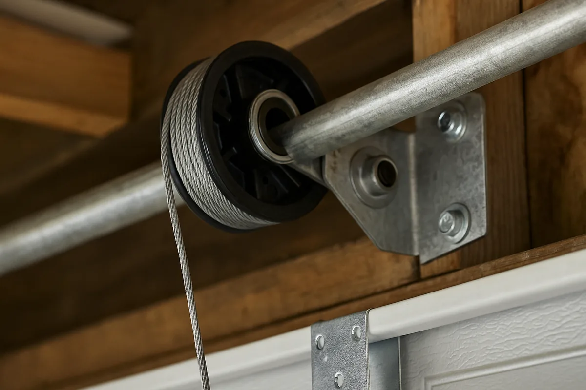 Garage door lift cable on the drum