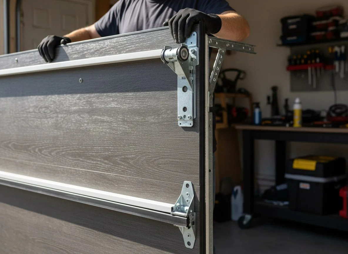 Close-up of a garage door panel